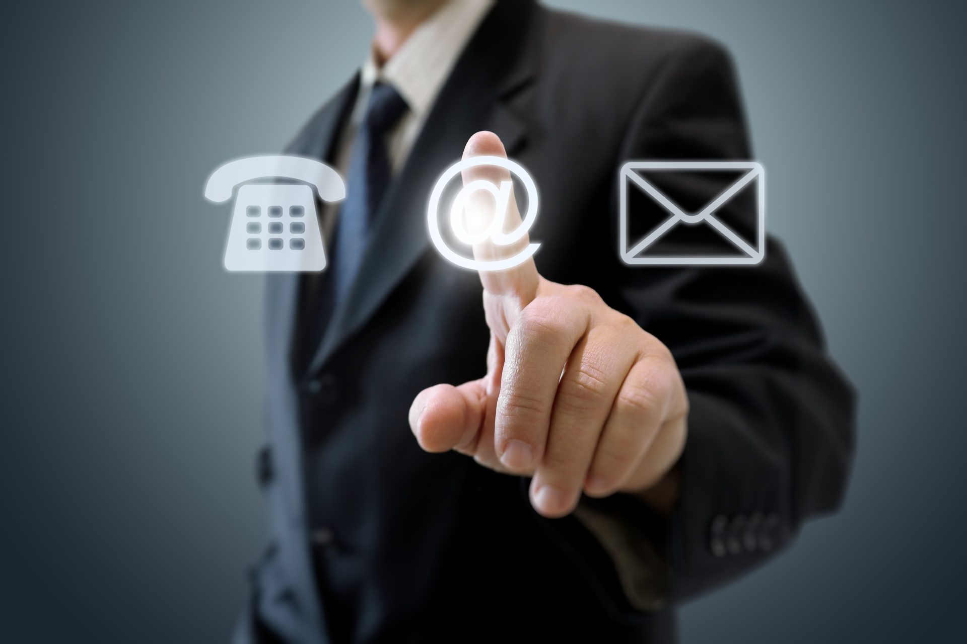 Contact us communication support businessman corporate business message